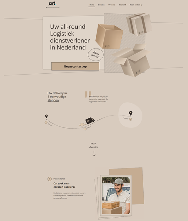 Website ontwerp en ontwikkeling voor Art Delivery