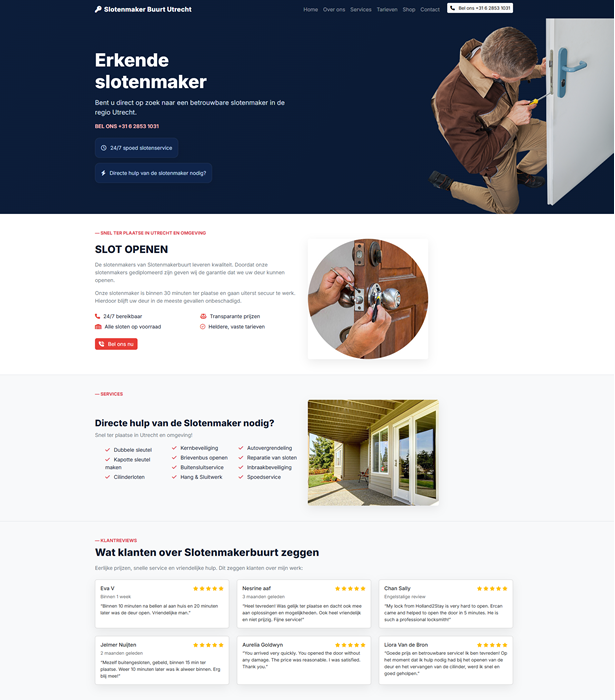 Website ontwerp en ontwikkeling voor Slotenmaker Buurt Utrecht (bouw & onderhoud)