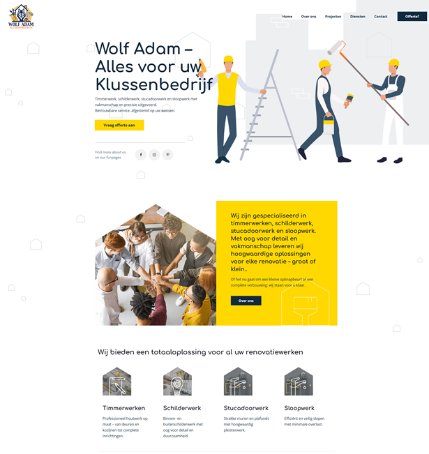 Website ontwerp en ontwikkeling voor Wolf Adam klussenbedrijf